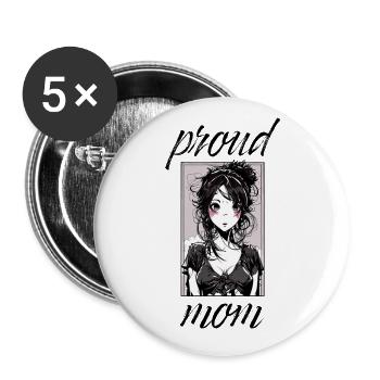 PROUD MOM - Buttons large 2.2''/56 mm (5-pack) - white - Front