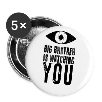 Big Brother kontrolliert dich - Buttons groß 56 mm (5er Pack) - Weiß - Vorne