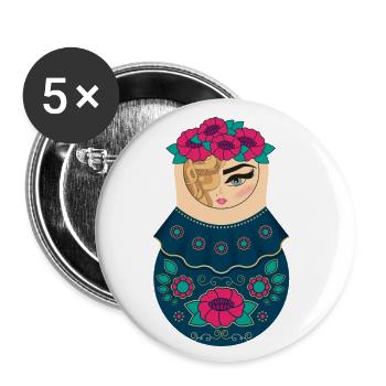 Matroschka Edita - Buttons groß 56 mm (5er Pack) - Weiß - Vorne