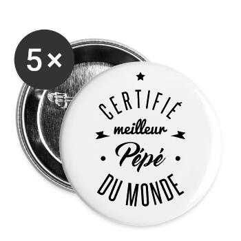 meilleur pépé - Lot de 5 grands badges (56 mm) - blanc - Devant