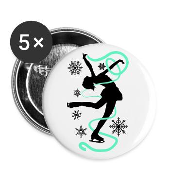 Eiskunstlauf Schlittschuhlauf Eis Figuren Tanz - Buttons groß 56 mm (5er Pack) - Weiß - Vorne