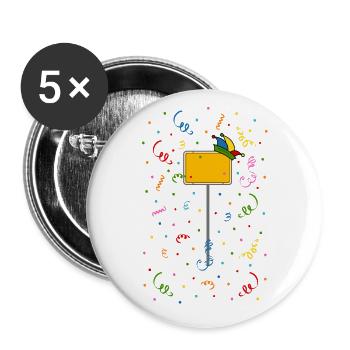 Fasching Fastnacht Karneval Ortsschild Narrenkappe - Buttons groß 56 mm (5er Pack) - Weiß - Vorne
