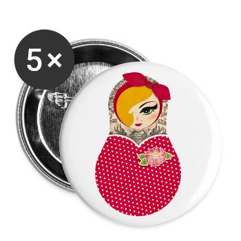 Matroschka Jayne - Buttons groß 56 mm (5er Pack) - Weiß - Vorne