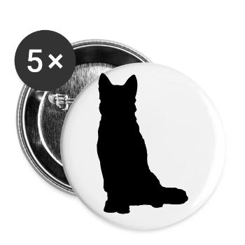 black dog silhouette / black dog silhouette - Buttons large 2.2''/56 mm (5-pack) - white - Front