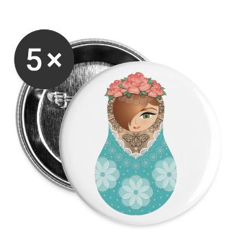 Matryoshka Julia - Buttons large 2.2''/56 mm (5-pack) - white - Front