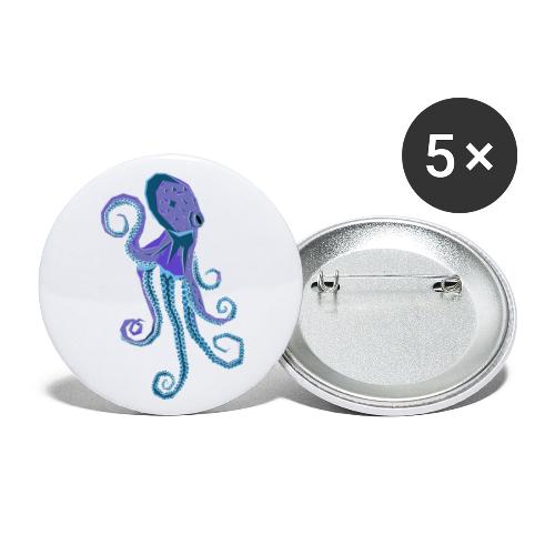Lila Oktopus - Buttons groß 56 mm (5er Pack)