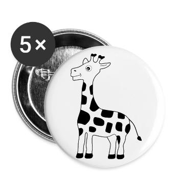 Giraffe schwarz - Buttons groß 56 mm (5er Pack) - Weiß - Vorne