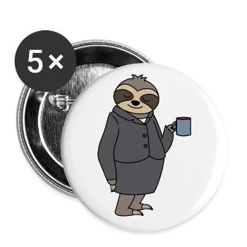 Sloth Woman Office Colleague Work colleague Boss - Buttons large 2.2''/56 mm (5-pack) - white - Front