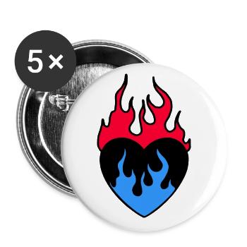 Herz - Buttons groß 56 mm (5er Pack) - Weiß - Vorne