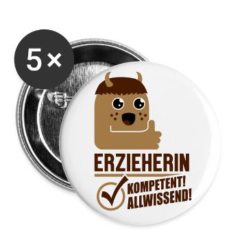 Erzieherin (Daumen hoch, Kawaii) - Buttons groß 56 mm (5er Pack) - Weiß - Vorne