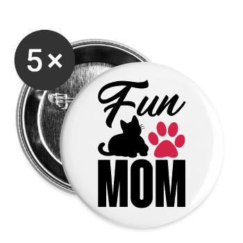 Muttertag niedliche Katzenmutter - lustige Mama - Buttons groß 56 mm (5er Pack) - Weiß - Vorne