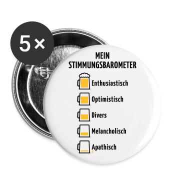 Mein Stimmungsbarometer (Bier / V3 / POS) - Buttons groß 56 mm (5er Pack) - Weiß - Vorne
