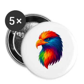 WPAP Polygon Stil Tiere- Adler - Buttons groß 56 mm (5er Pack) - Weiß - Vorne