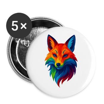 WPAP Style Animals - Kitsune Fox Spirit - Buttons large 2.2''/56 mm (5-pack) - white - Front