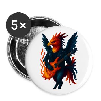 WPAP Stil Tiere - Phönix Gitarrist - Buttons groß 56 mm (5er Pack) - Weiß - Vorne