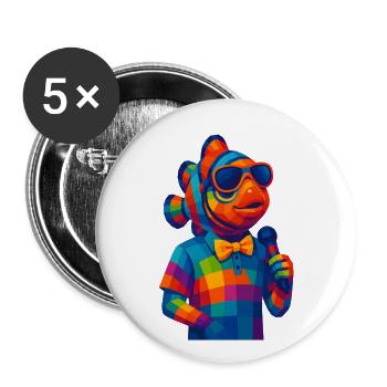 WPAP Polygon Style Animals - Clownfish with Bow Tie - Buttons large 2.2''/56 mm (5-pack) - white - Front