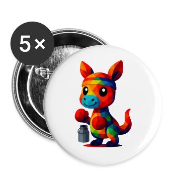 WPAP Polygon Kawaii Style Animals Baby Kangaroo Boxer - Buttons large 2.2''/56 mm (5-pack) - white - Front