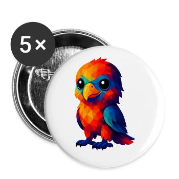 WPAP Polygon Kawaii Stil Tiere Baby Adler - Buttons groß 56 mm (5er Pack) - Weiß - Vorne