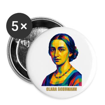 WPAP Polygon Portrait Clara Schumann Compositeur - Lot de 5 grands badges (56 mm) - blanc - Devant