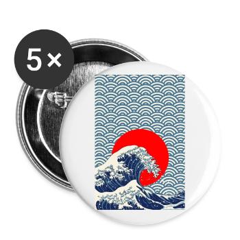 Japan retro Wave Kanagawa Stil Poster Geschenk - Lot de 5 grands badges (56 mm) - blanc - Devant