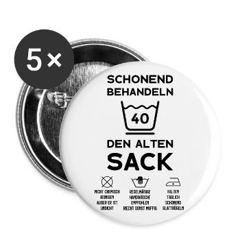 40. GEBURTSTAG HERREN 40 JAHRE SCHONEND BEHANDELN - Buttons groß 56 mm (5er Pack) - Weiß - Vorne