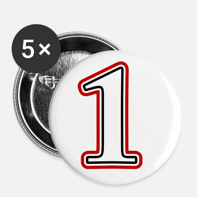 1 Number number - Buttons large 2.2''/56 mm (5-pack) - white