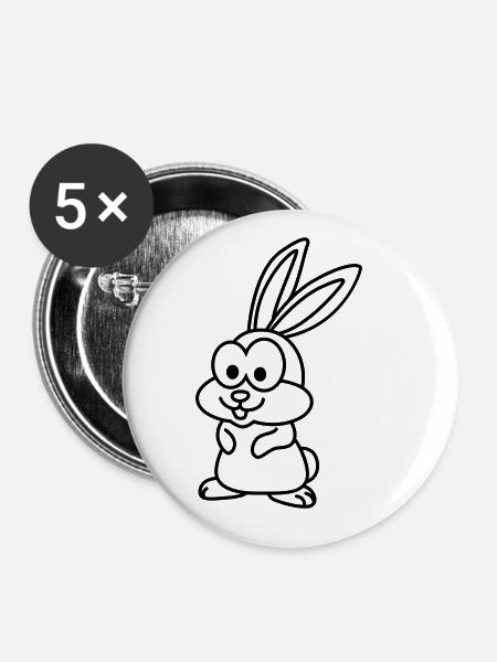Hase Comic Tier - Buttons groß 56 mm (5er Pack) - Weiß