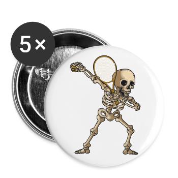 Dabbing Skeleton Joueur de tennis avec raquette de tennis - Lot de 5 grands badges (56 mm) - blanc - Devant