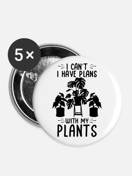Zimmerpflanzen - Buttons groß 56 mm (5er Pack) - Weiß