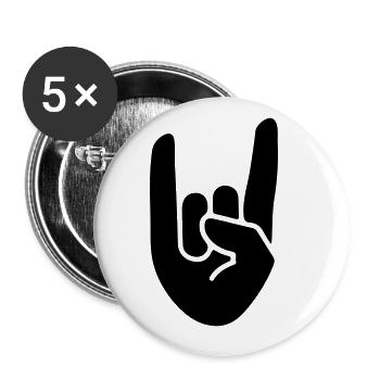 Party Hand Symbol - Buttons large 2.2''/56 mm (5-pack) - white - Front