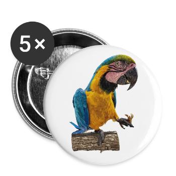The blue and yellow macaw - Buttons large 2.2''/56 mm (5-pack) - white - Front