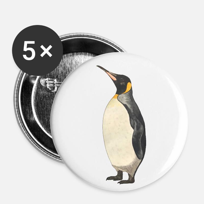 Emperor Penguin Penguin - Buttons large 2.2''/56 mm (5-pack) - white