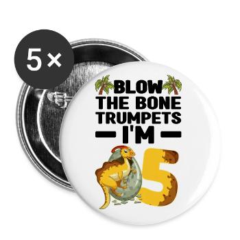 Dinosaur Children - Buttons large 2.2''/56 mm (5-pack) - white - Front