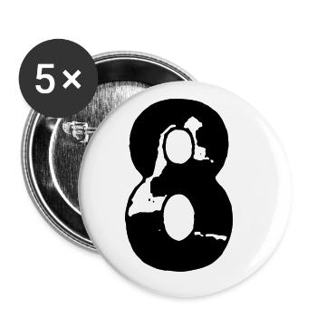 8 Zahl Trikot - Buttons groß 56 mm (5er Pack) - Weiß - Vorne