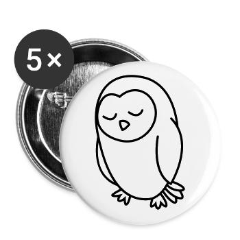 Eule Comic Tier - Buttons groß 56 mm (5er Pack) - Weiß - Vorne
