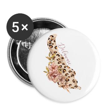 Leopard-muster Karte Staat Delaware - Buttons groß 56 mm (5er Pack) - Weiß - Vorne