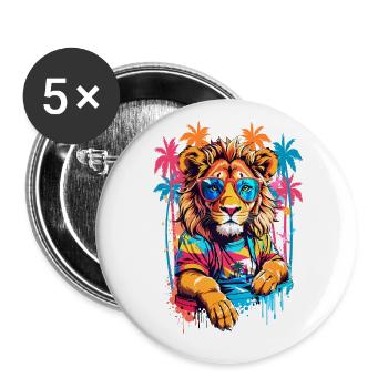 Cool Lion - Buttons large 2.2''/56 mm (5-pack) - white - Front