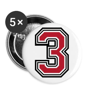 3 Zahl symbol - Buttons groß 56 mm (5er Pack) - Weiß - Vorne