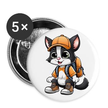 Cat Cat Kids Pillow Cup Sticker Button - Buttons large 2.2''/56 mm (5-pack) - white - Front