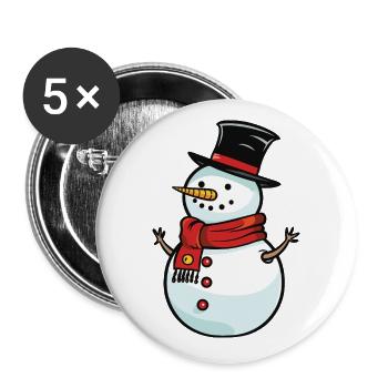 Snowman Winter Christmas Snow - Buttons large 2.2''/56 mm (5-pack) - white - Front