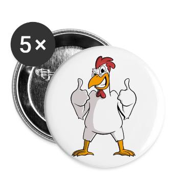 Rooster Chicken Farm Chicken Breeder - Buttons large 2.2''/56 mm (5-pack) - white - Front