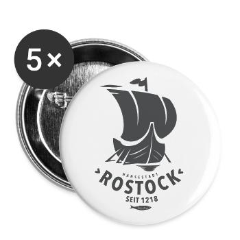 Hanse Kogge Rostock - Buttons large 2.2''/56 mm (5-pack) - white - Front