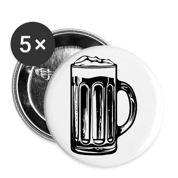Beer Glass Icon - Buttons large 2.2''/56 mm (5-pack) - white - Front