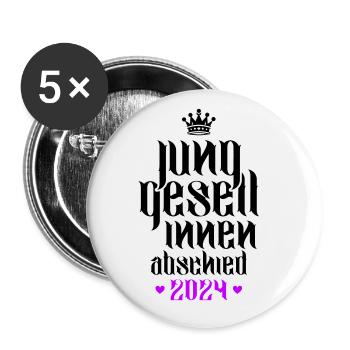 Enterrement de vie de garçon 2024 enterrement de vie de jeune fille - Lot de 5 grands badges (56 mm) - blanc - Devant