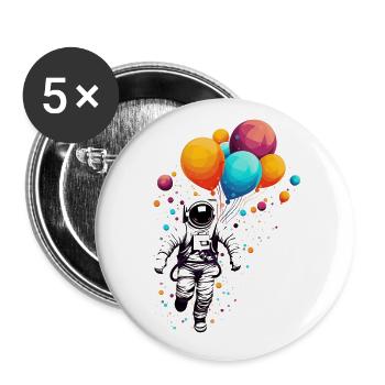 Astronaut mit Luftballons, Weltraum, Illustration, - Buttons groß 56 mm (5er Pack) - Weiß - Vorne