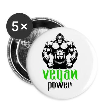 Gorilla Bodybuilder Végétalien - Lot de 5 grands badges (56 mm) - blanc - Devant