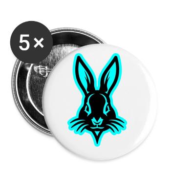 Lapin, Lapin De Pâques, Tête Pâques - Lot de 5 grands badges (56 mm) - blanc - Devant