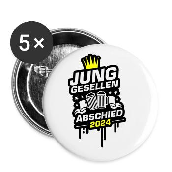 Junggesellen Abschied 2024 - Buttons groß 56 mm (5er Pack) - Weiß - Vorne