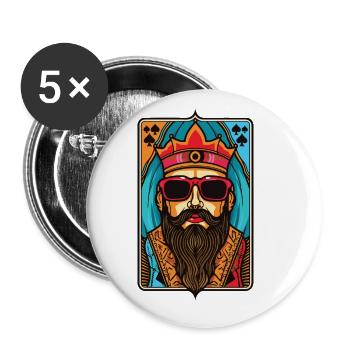 King Crown Head Cool - Buttons large 2.2''/56 mm (5-pack) - white - Front