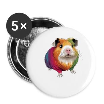 Cute colorful guinea pig - Buttons large 2.2''/56 mm (5-pack) - white - Front